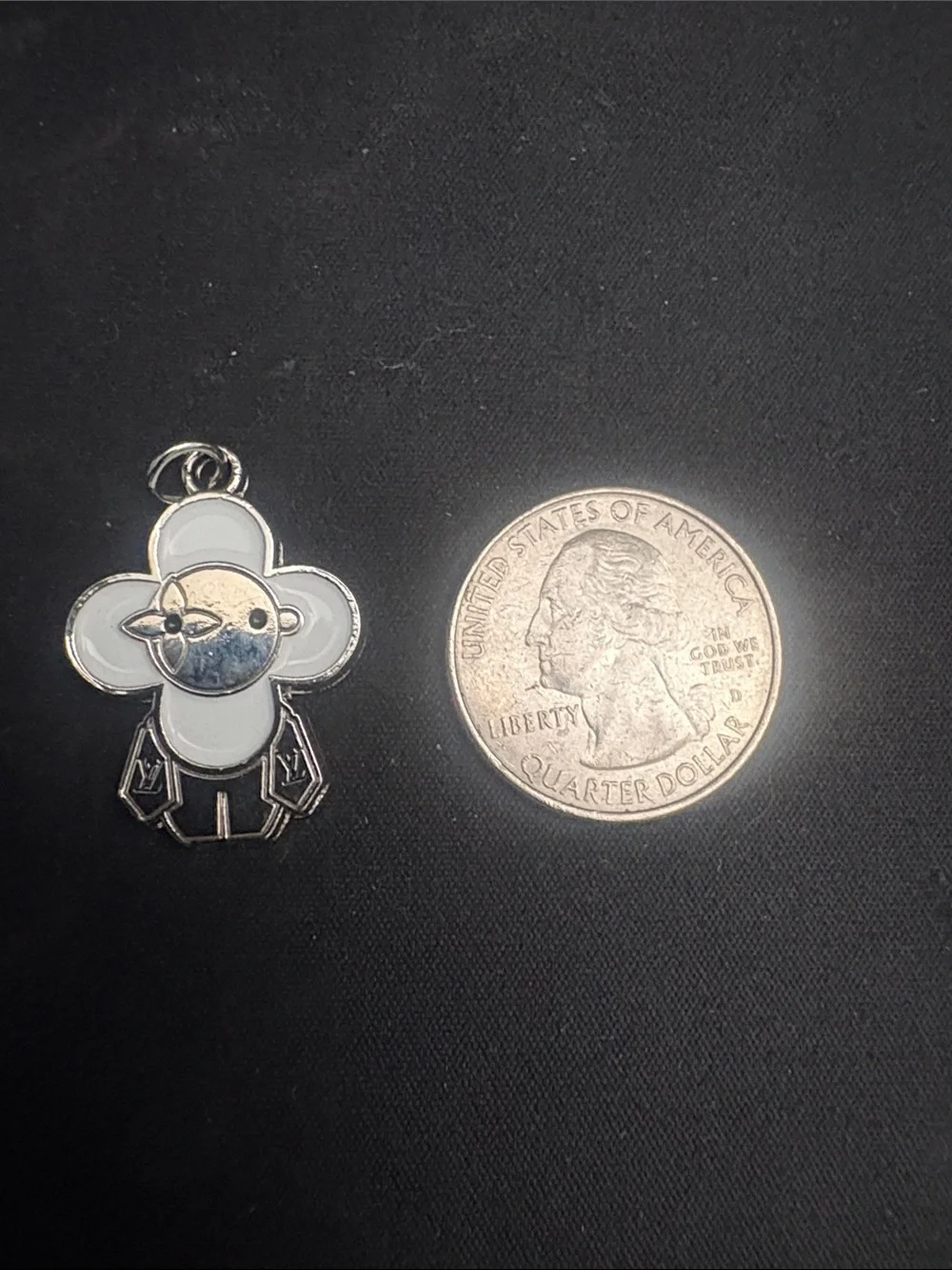 Louis Vuitton Vivienne White Enamel Mascot Charm Signed LV Paris Rare